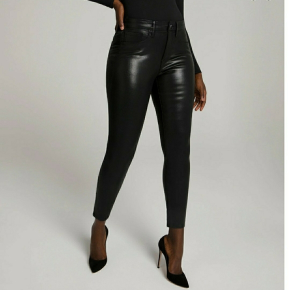 Good American Black Coated Jeans-good legs